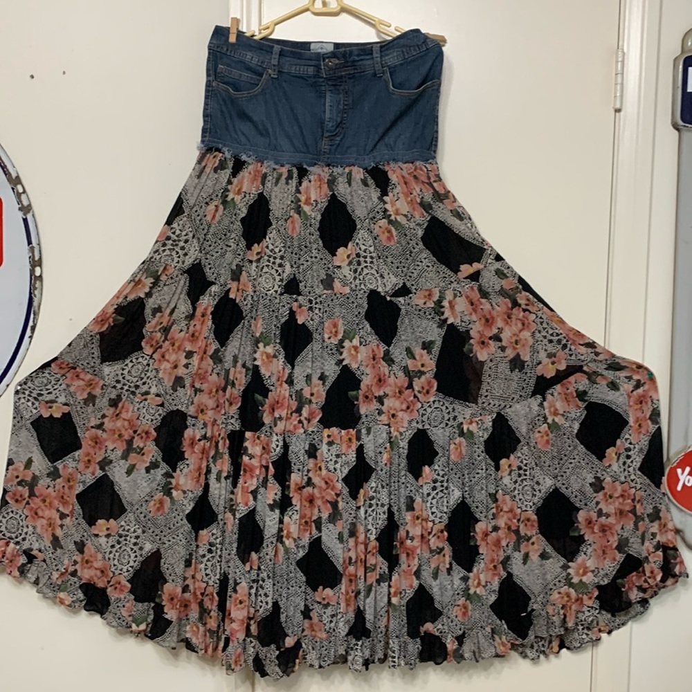 Fun maxi up cycled boho skirt